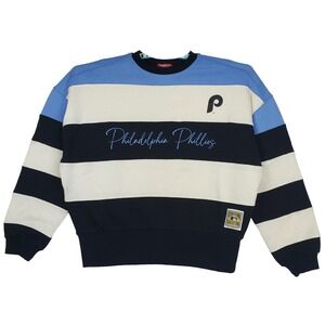 Philadelphia Phillies Mitchell & Ness MLB Womens Medium Sweatshirt Striped NWT‎